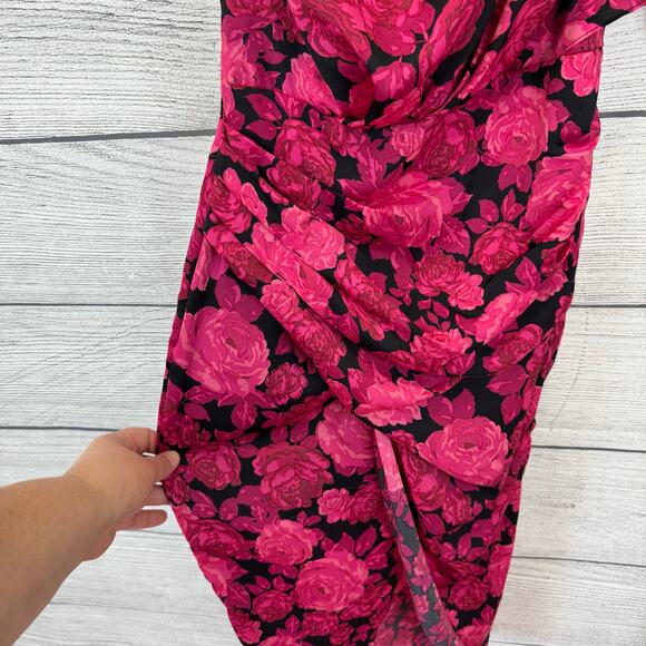 Do+Be Women's Pink & Black Floral One Shoulder Midi Dress Size Small - Picture 6 of 10